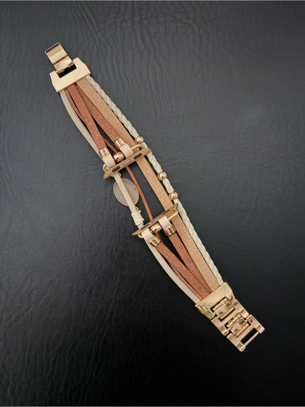 Multi-Strand Rose Gold and Cream Apple Watch Band NWOT